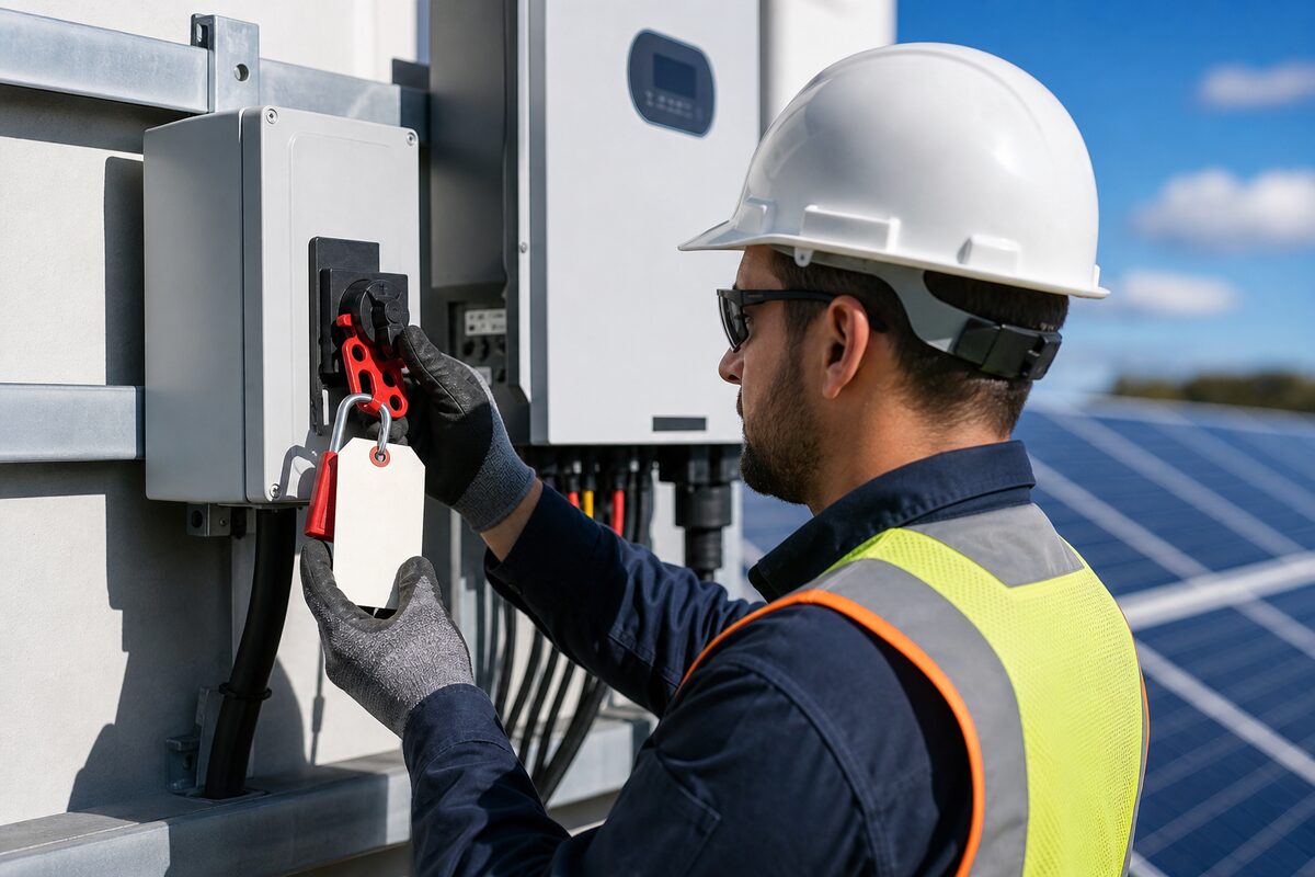 Quy trình LOTO khóa công tơ an toàn khi sửa inverter solar